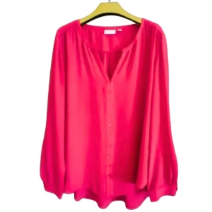 Fuchsia Pink Long Sleeve Blouse